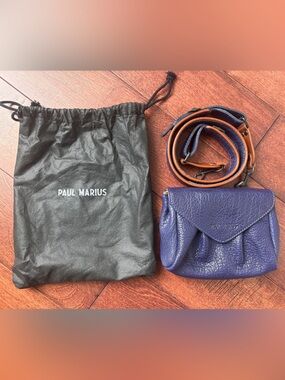 Paul Marius Paris Suzon Crossbody Clutch Pouch Purple-Blue detachable strap